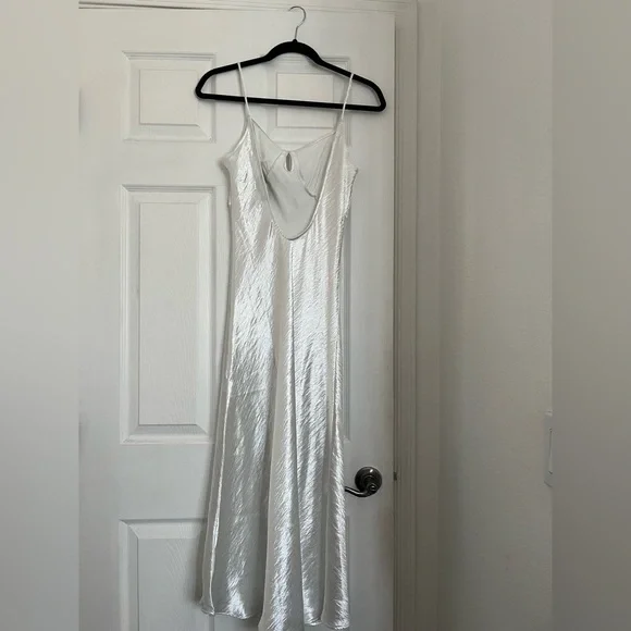 Elegant Lulus White Satin Slip Dress With Deep Back - Picture 4 of 9
